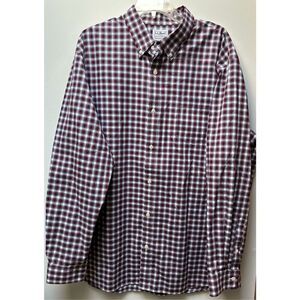 L.L. Bean men’s burgundy & blue plaid button  shirt one pocket size XXL #45-1379